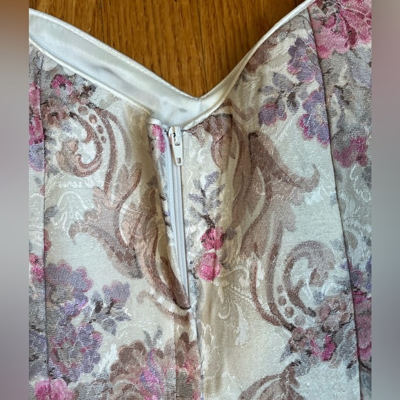 Gorgeous Vintage Floral Cream Tapestry Rayon Blend Dress 80s 90s Size 12 - Picture 8 of 8